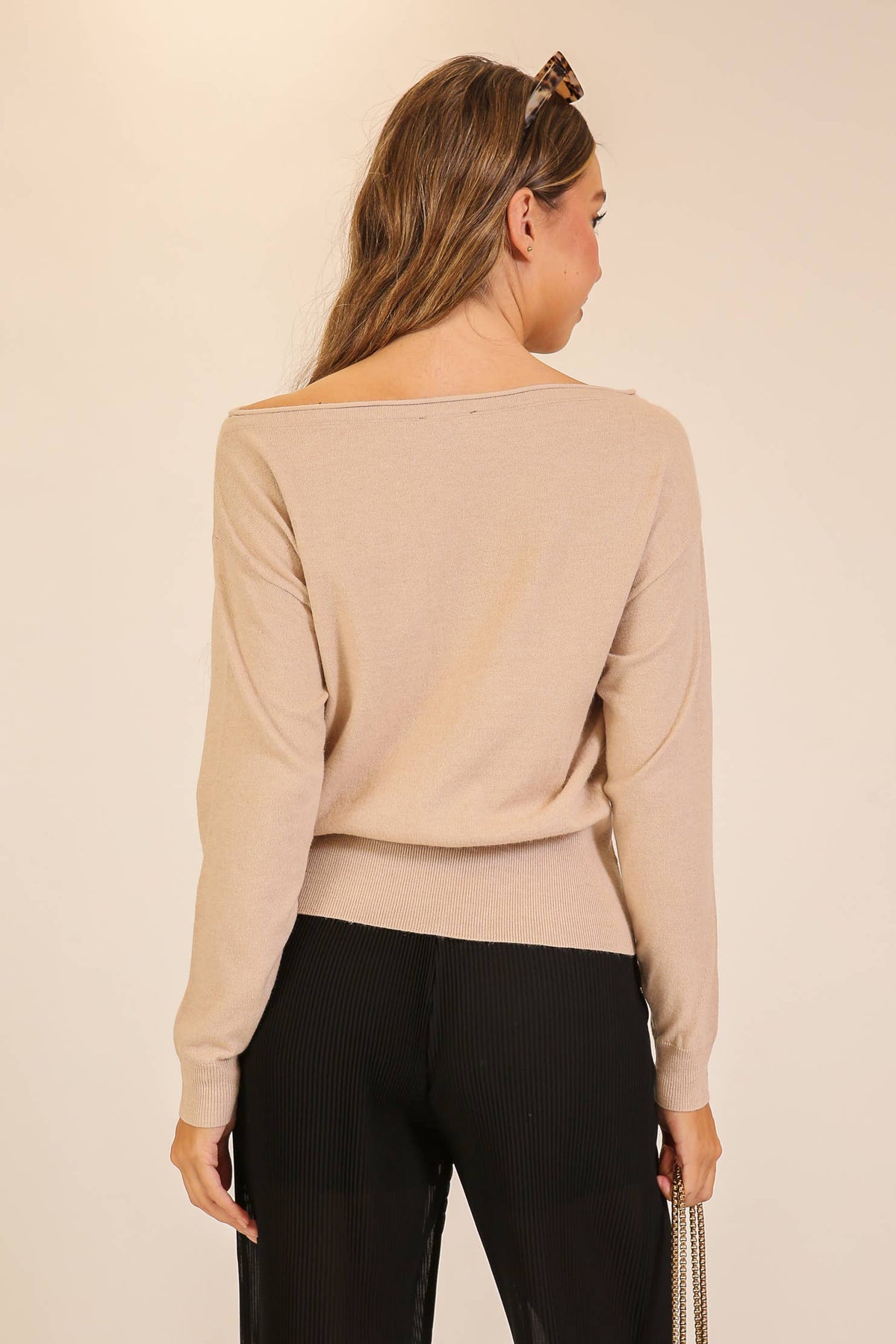 Weekend Boat Neck Sweater - Lt Taupe
