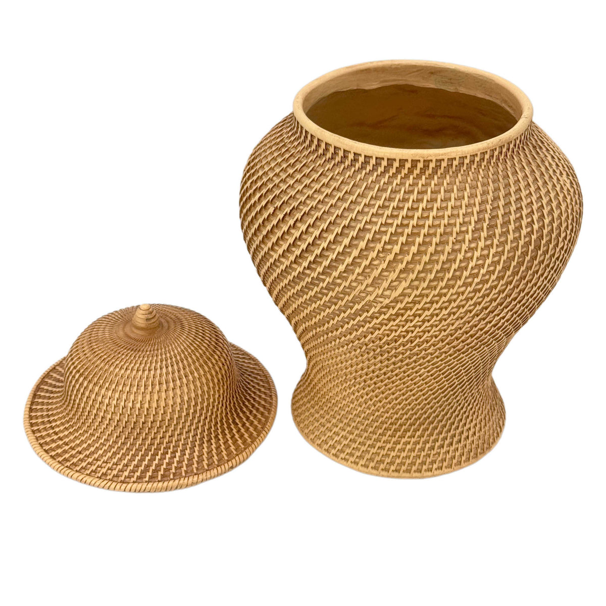 16" Faux Wicker Polyresin Ginger Jar