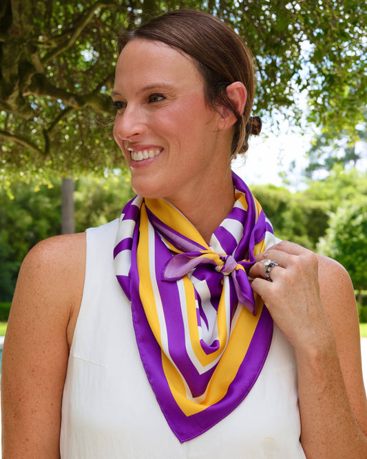 Harper Striped Scarf Large Purple Gold