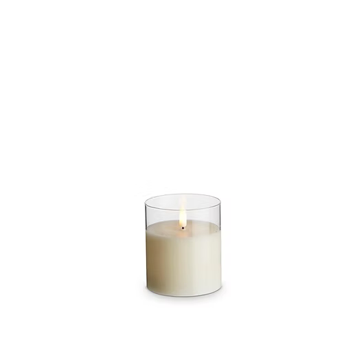 Clear Glass Ivory Pillar Candle 3.5"x4"