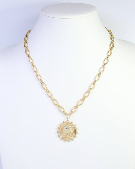 Carmen Coin Necklace Tiger Worn Gold