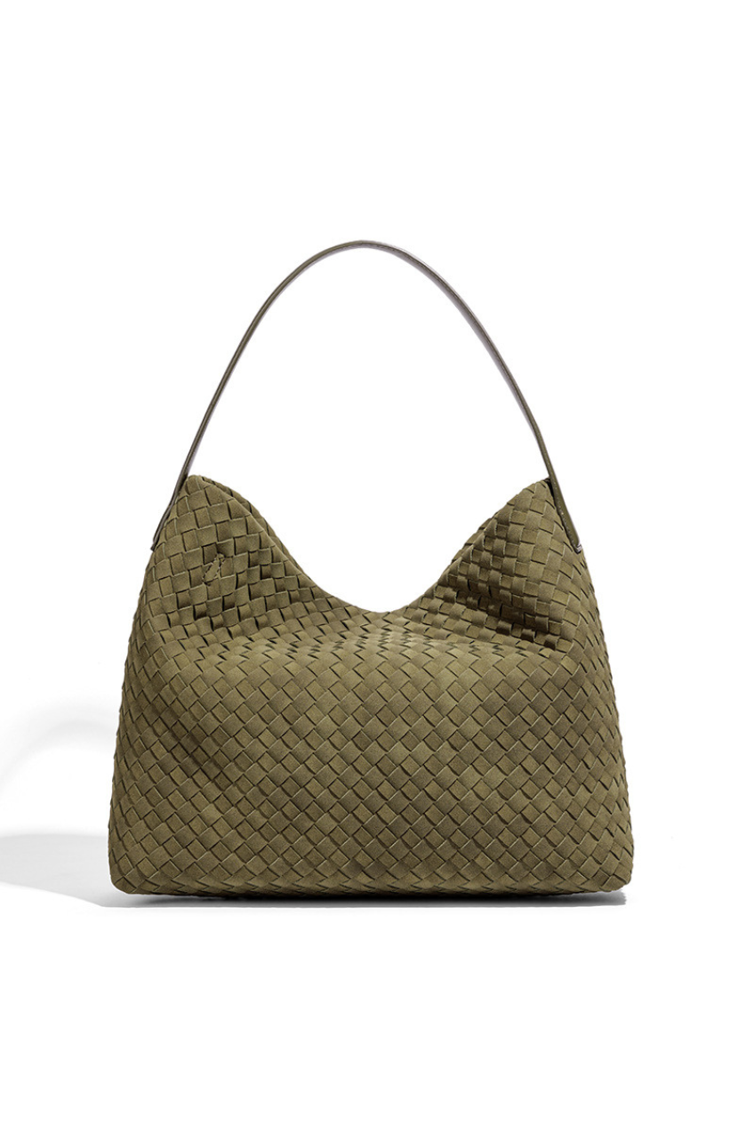 Woven Suede Hobo Crossbody Bag