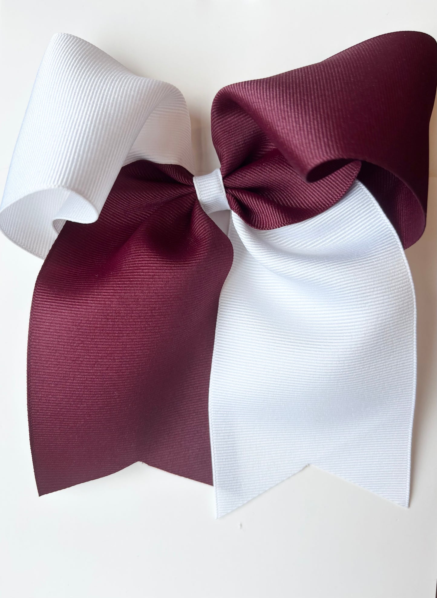 Two Tone Bow - Maroon and White