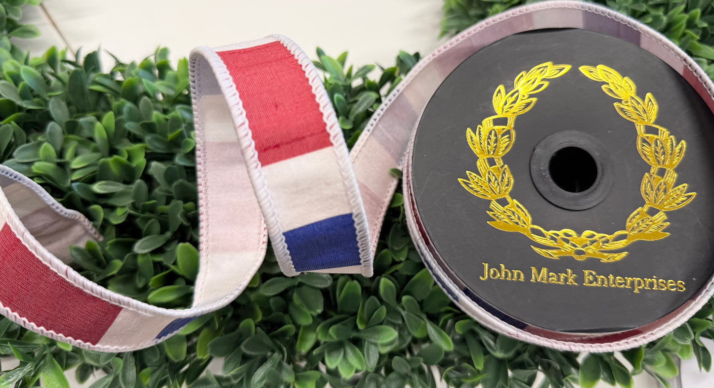 Dupion Red White Blue Stripe - John Mark Enterprises