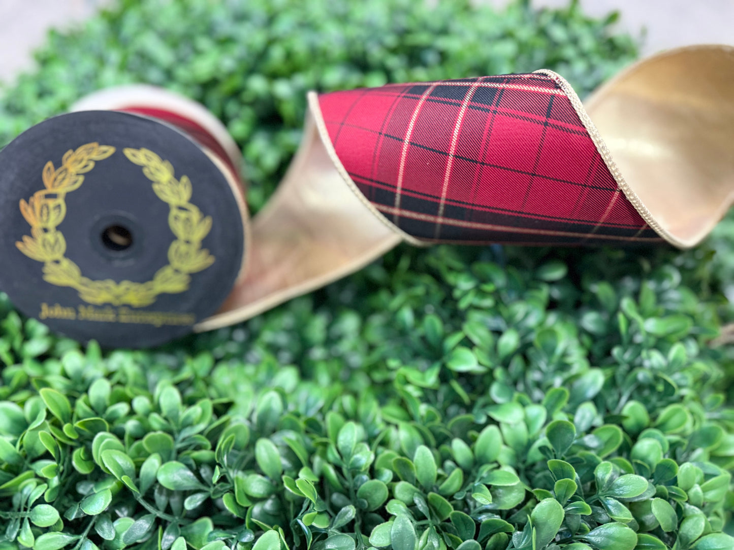 John Mark- Burgundy Plaid Ribbon