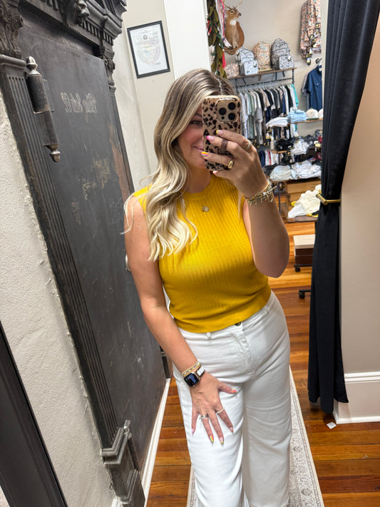 Golden Glow Sleeveless Knit Tank