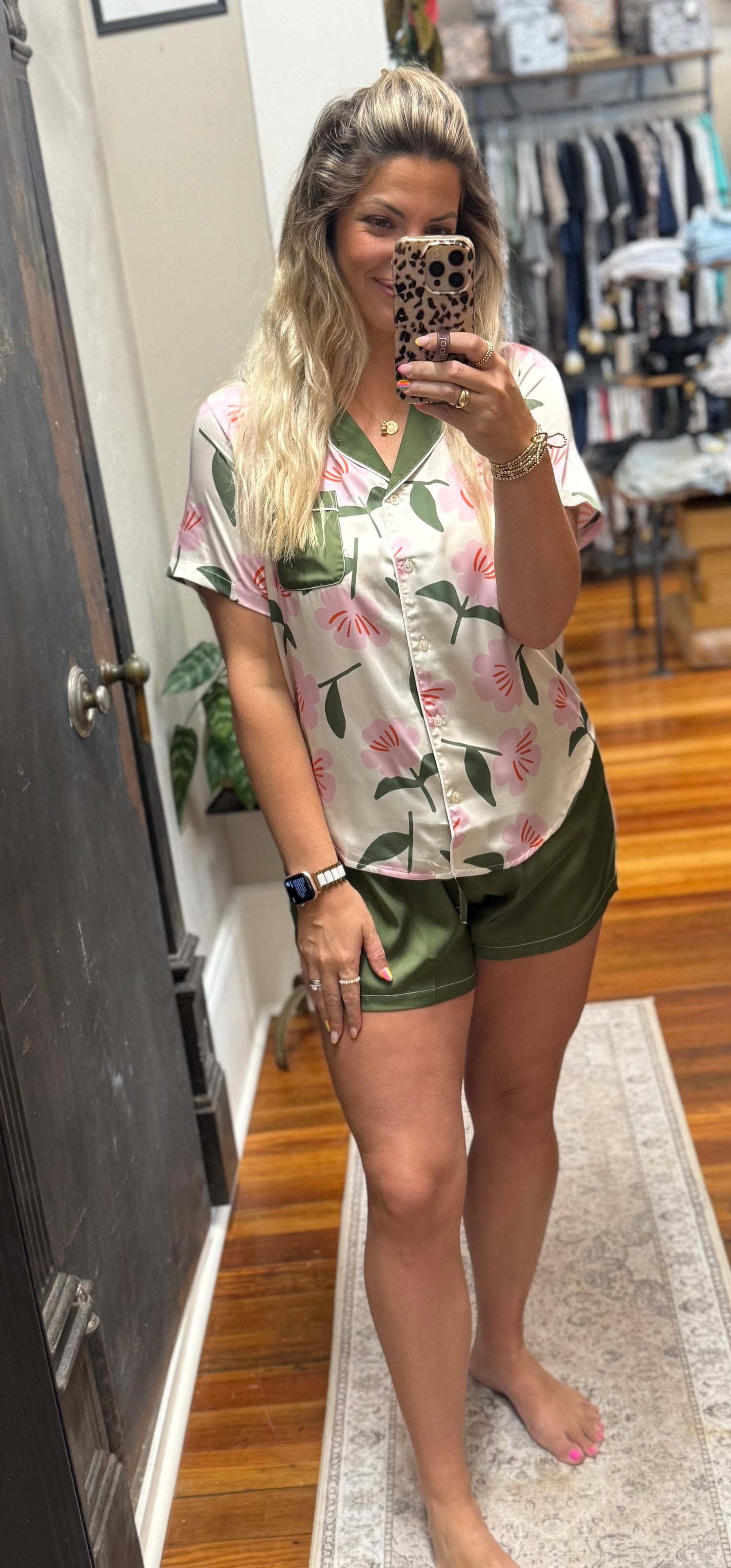 Floral Satin Pajama Set
