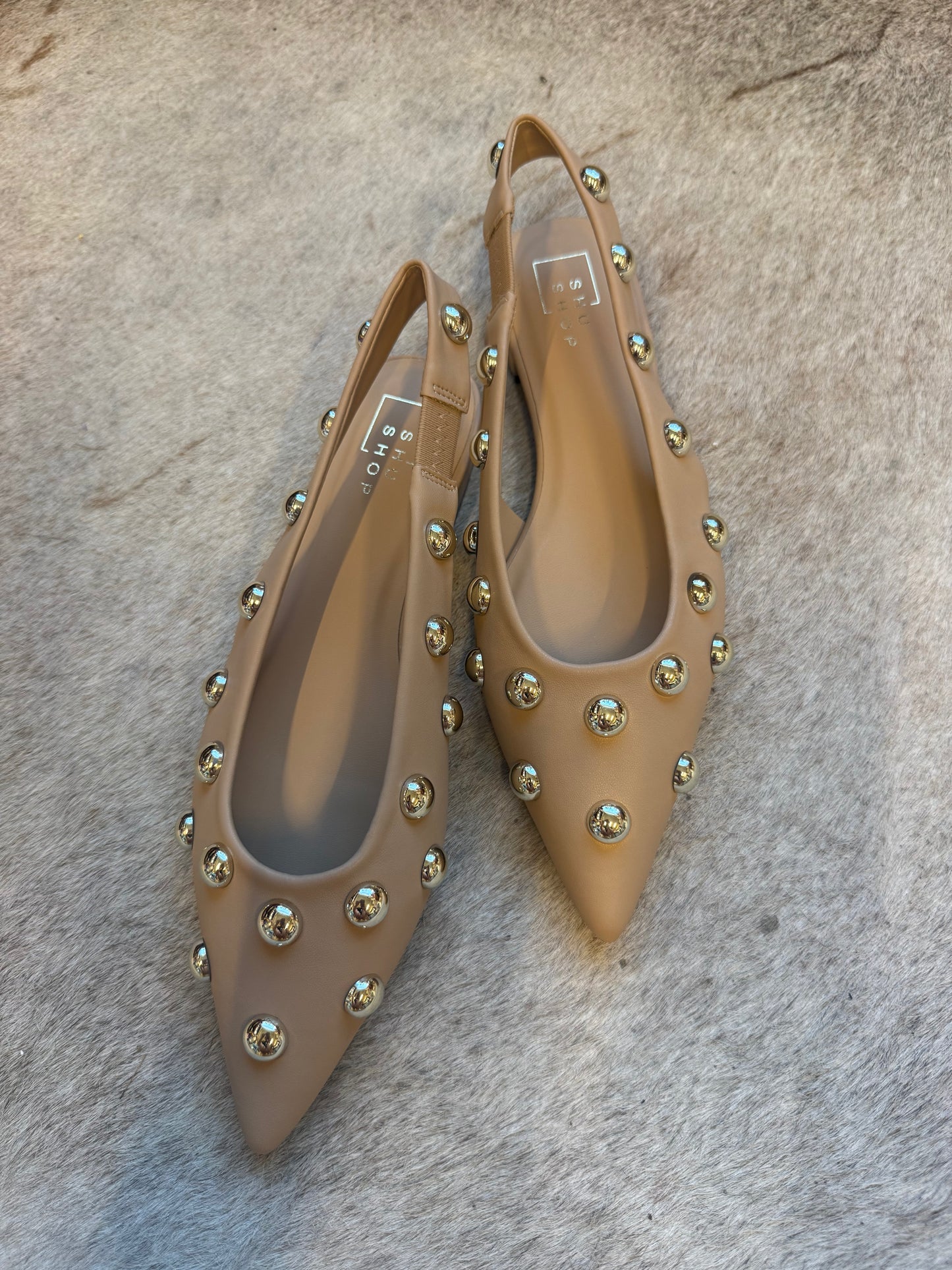 Arizona Studded Nude Slingback Flats