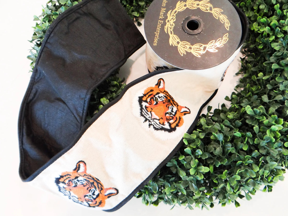 John Mark- Embroidered Tiger Canvas Fused Dupion