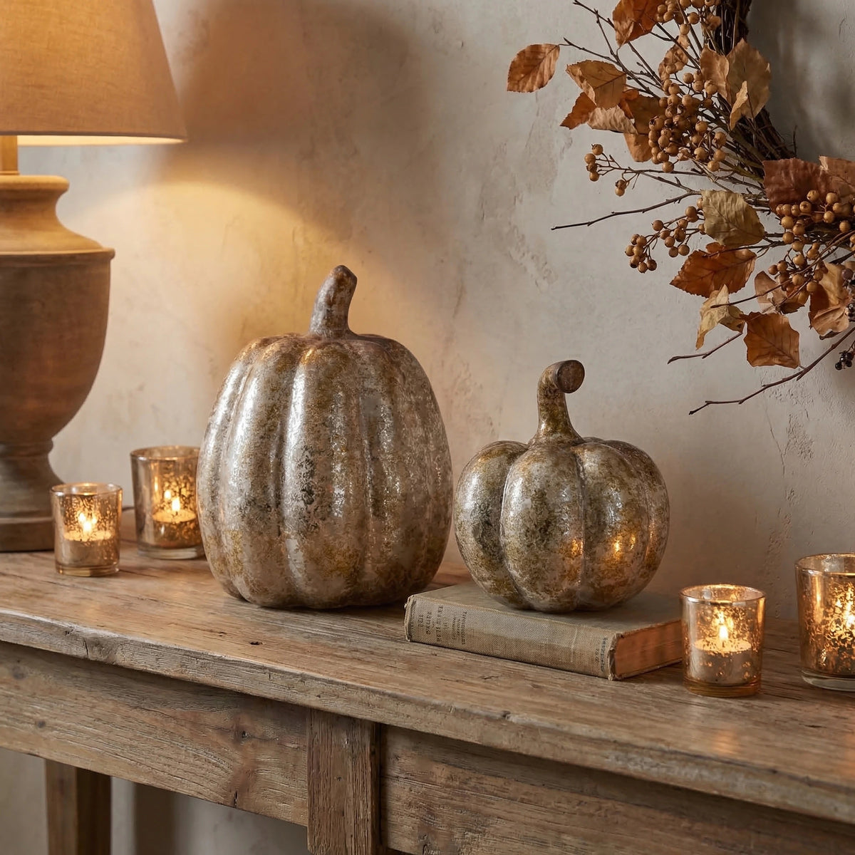 8-9" Aged Pumpkin Set