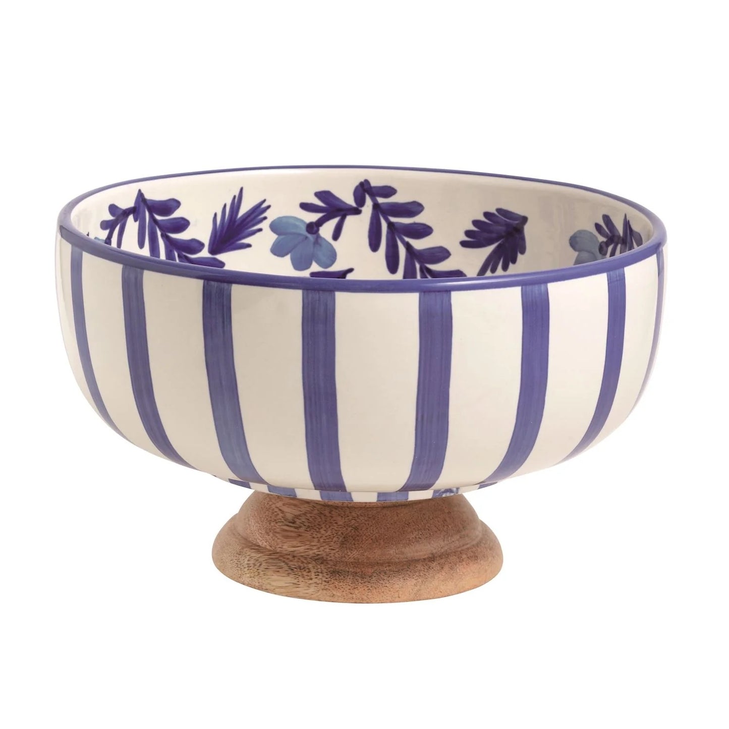 Blue Floral Vine Pedestal Bowl Mud Pie