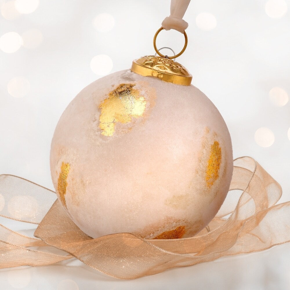 Glass Ball Ornament with Velvet Overlay- 4"
