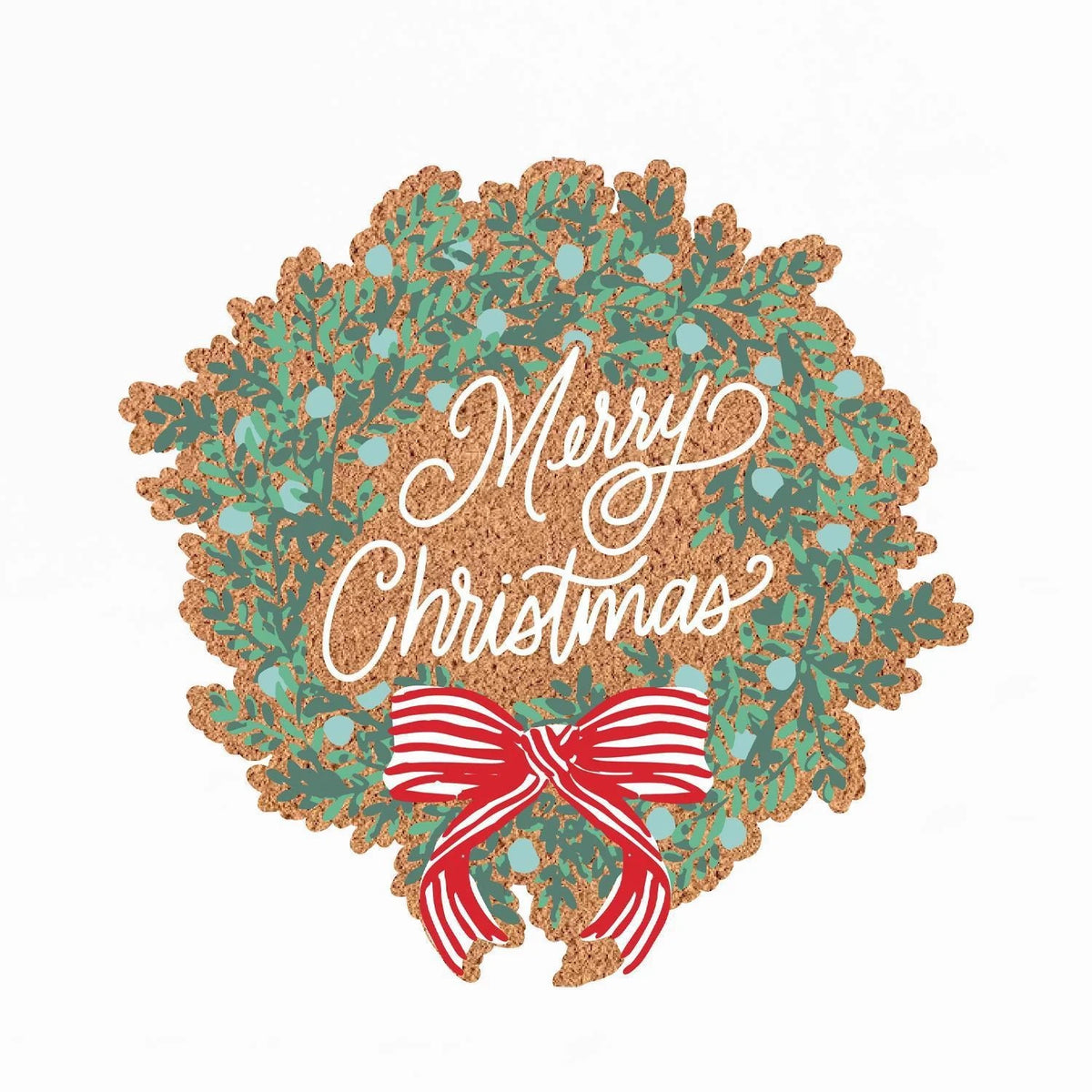 Merry Christmas Wreath Door Mat