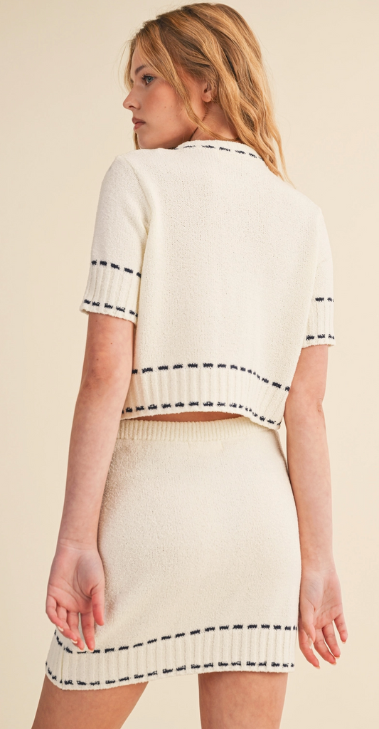 Contrast Stitch Sweater Set