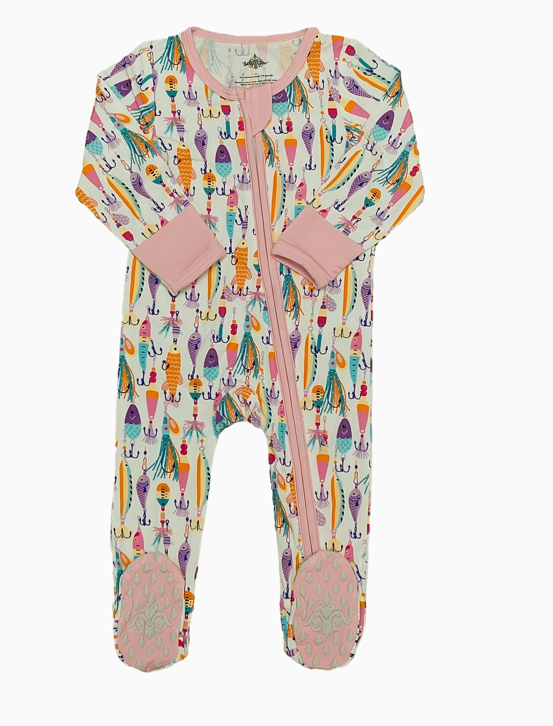 Fishing Bait Bamboo Zipper Footie Pajamas