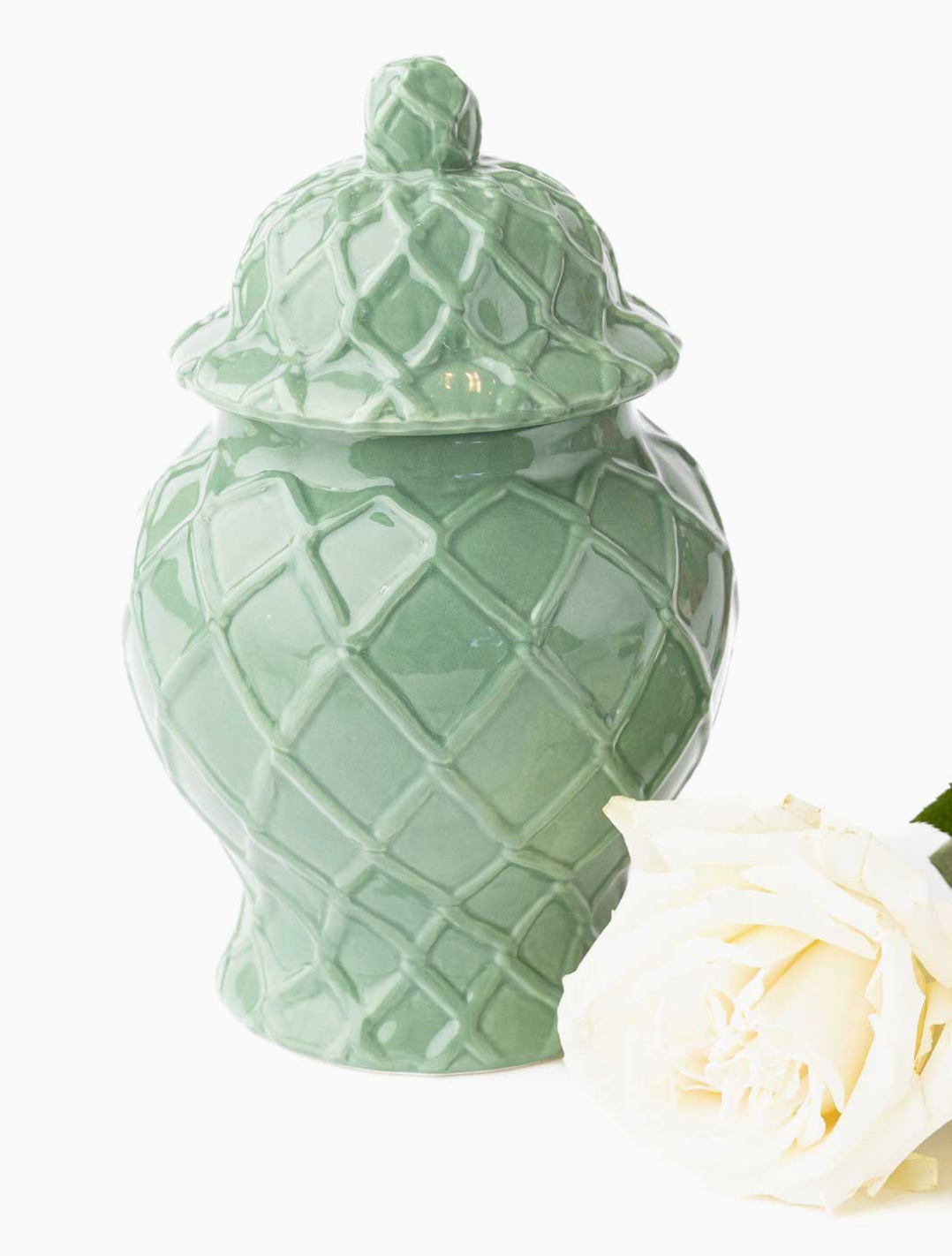 Green Textured Ginger Jar - Small