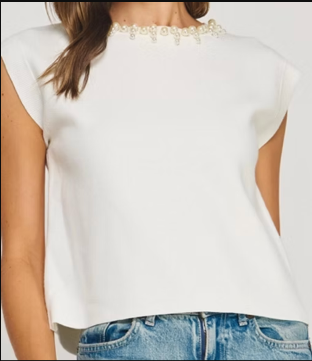 Pearl Neck Knit Top