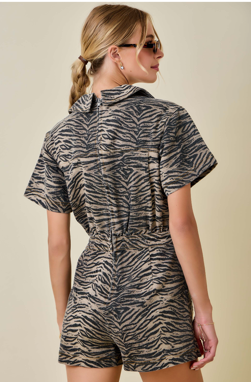 Tiger Denim Romper