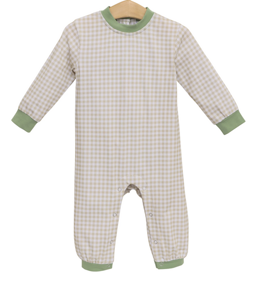 Miller Romper Knit - Khaki Gingham