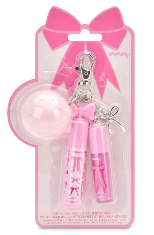 Bow Lip Gloss & Lip Balm Key Chain Set
