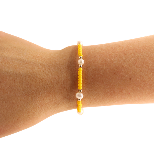 Beaded Blondes - Yellow Pearl Bracelet