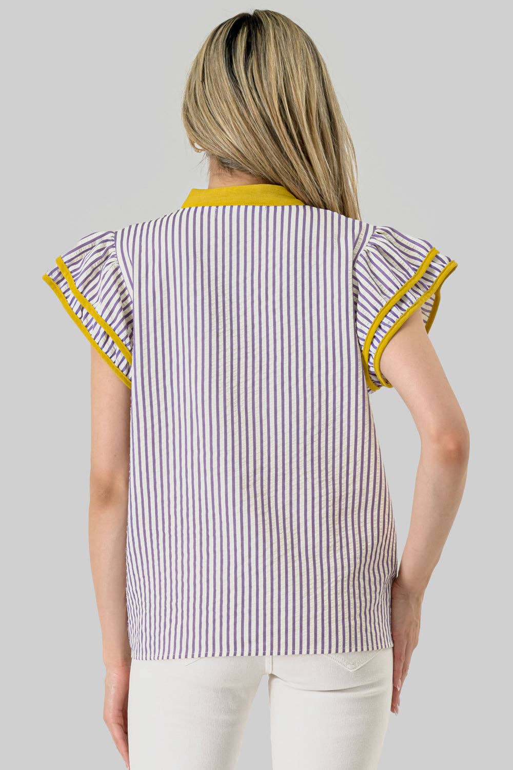 Purple Seersucker Game Day Blouse