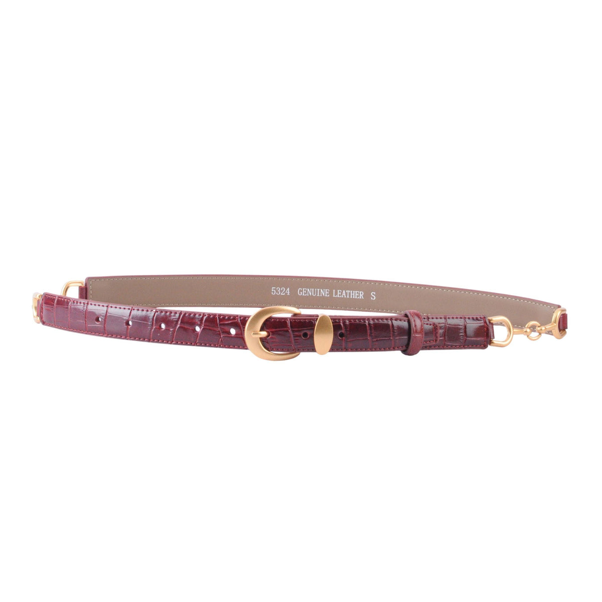 Bordeaux Croc Leather Belt