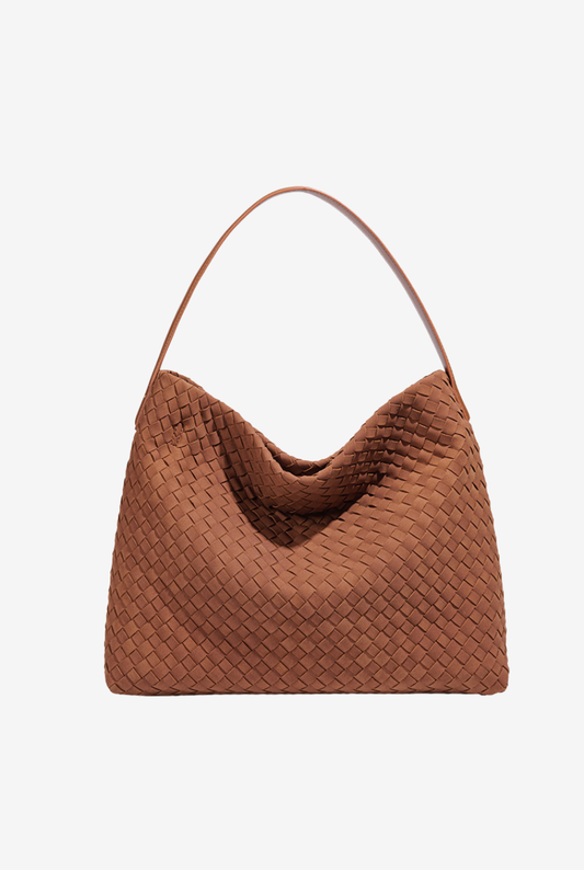 Woven Suede Hobo Crossbody Bag