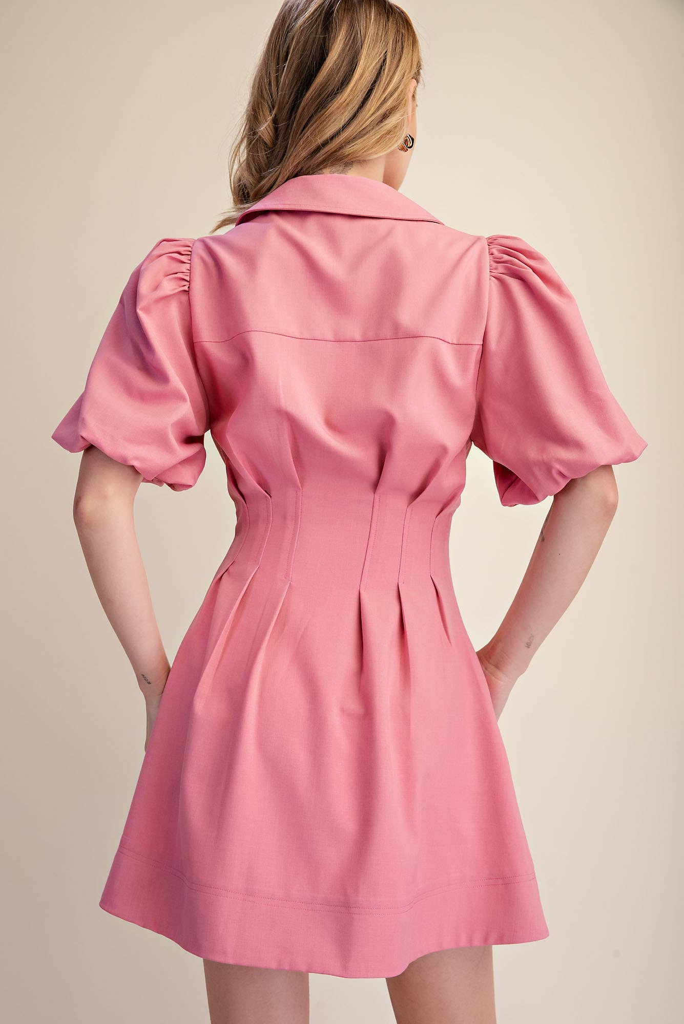 Balloon Sleeve Mini Dress