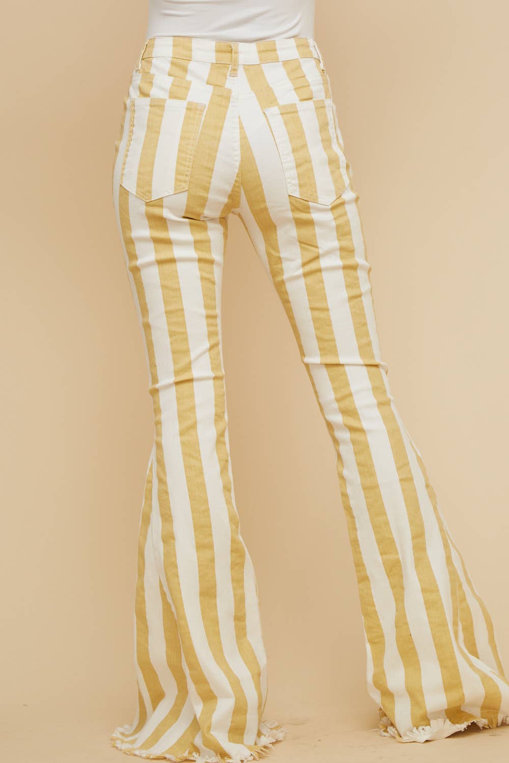 Yellow Stripe Bell Bottom Jeans
