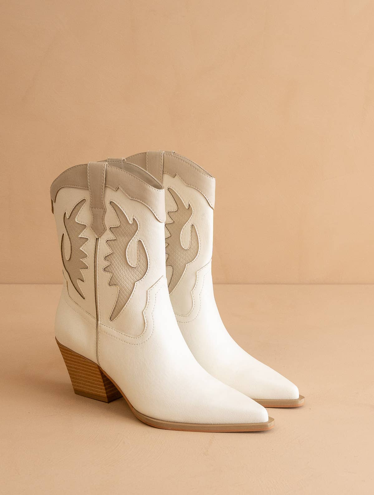 The Houston White | Layered Panel Cowboy Western Boot