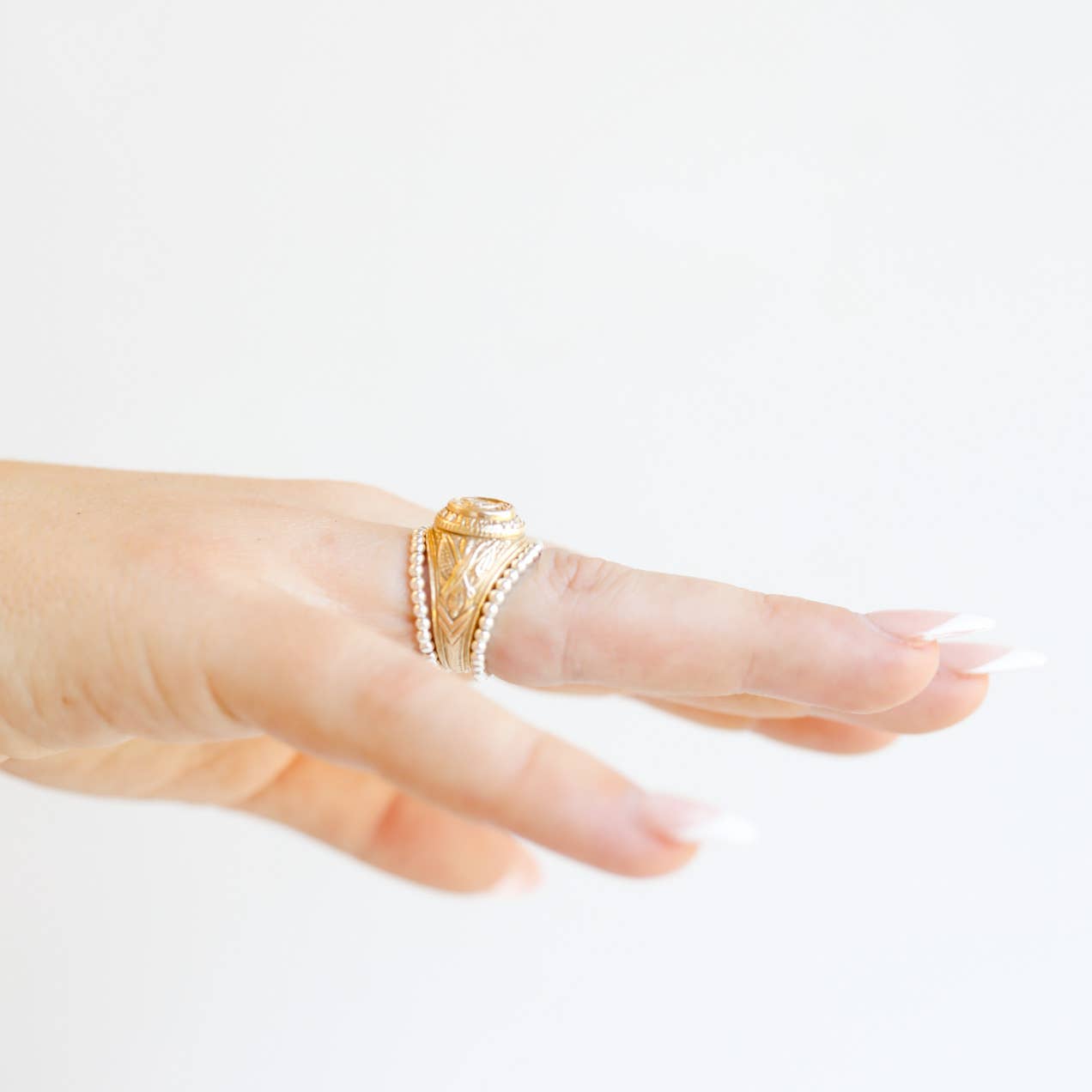 Lexi Beaded Band in Silver
