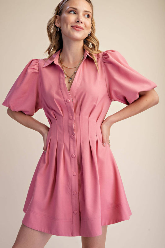 Balloon Sleeve Mini Dress