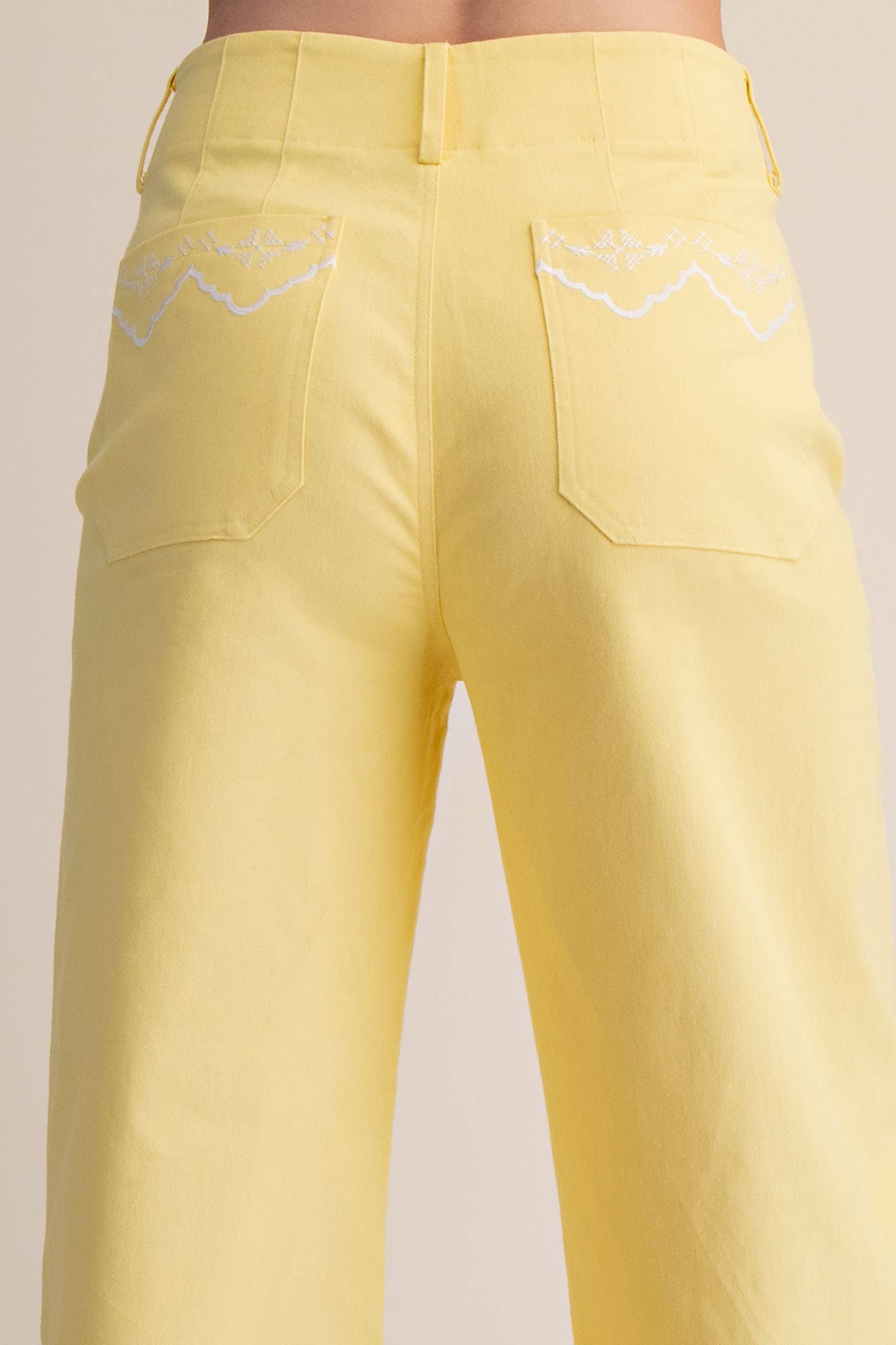 Embroidered Hem Pants
