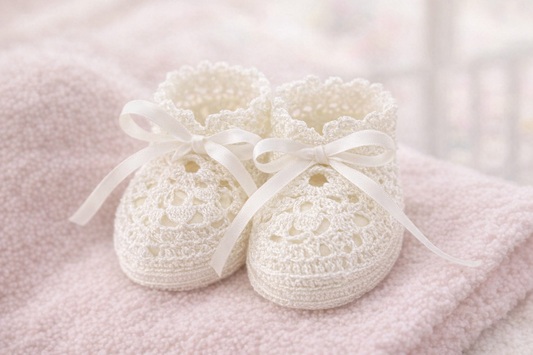 Fan Lace Heirloom Baby Booties