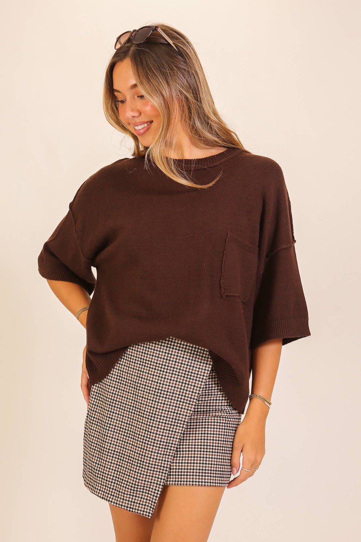 Everyday Essential Pocket Sweater - Chocolate