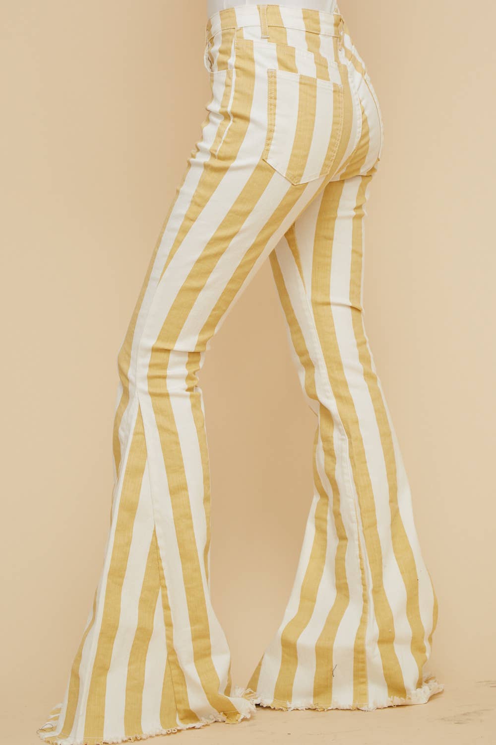 Yellow Stripe Bell Bottom Jeans