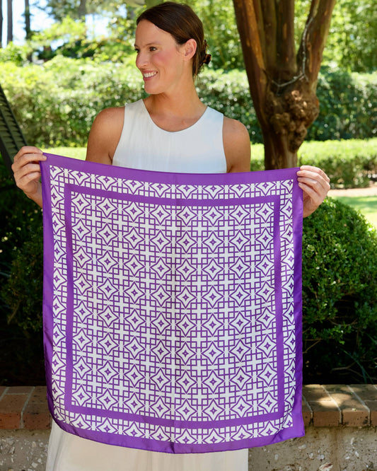 Langston Geometric Scarf Medium Purple White