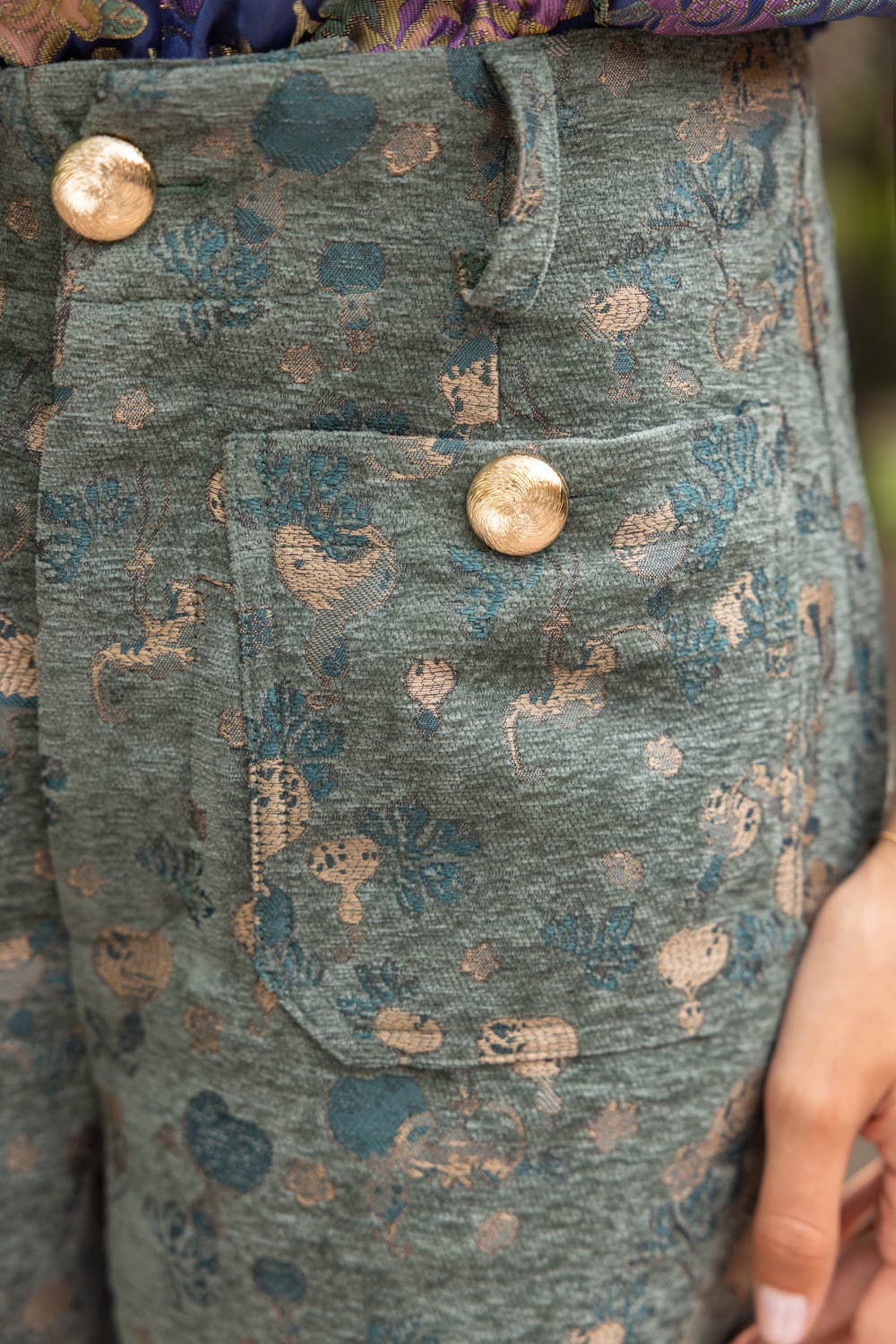 Gilded Grove Velvet Jacquard Pants