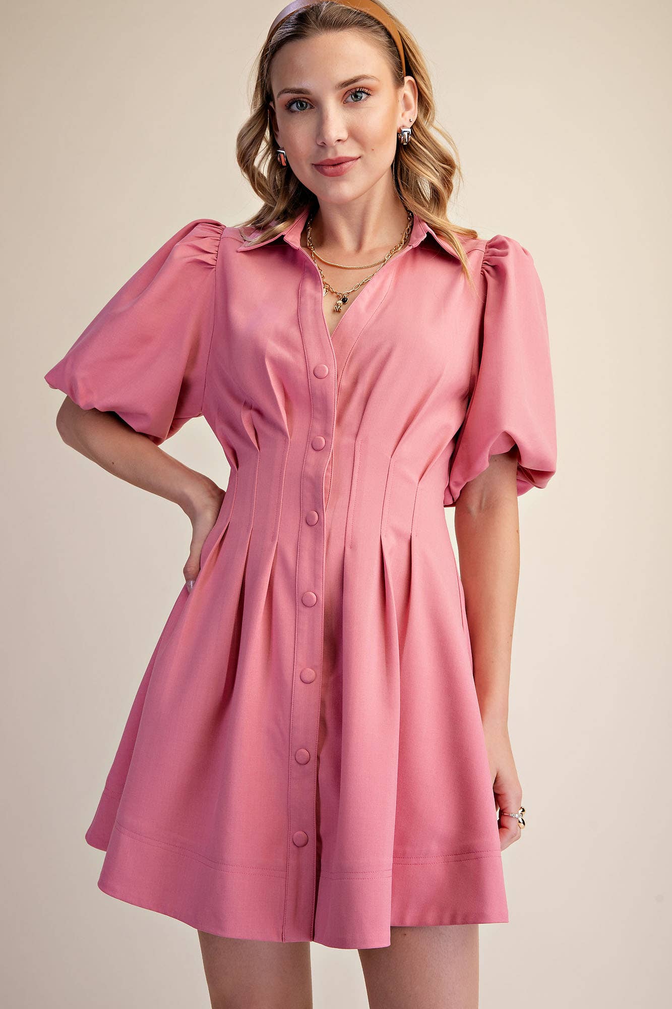Balloon Sleeve Mini Dress