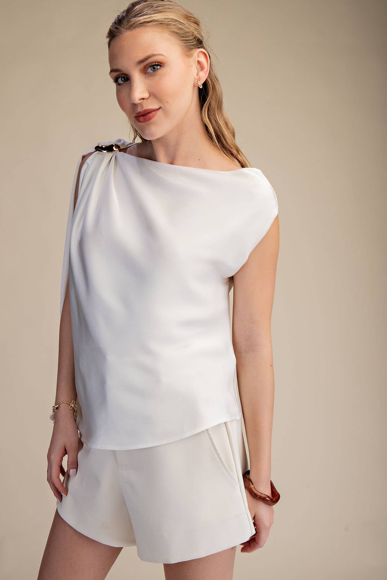 Asymmetrical Satin Top