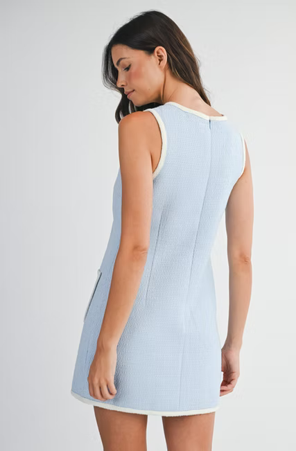 Boucle Sleeveless Contrast Trim Dress