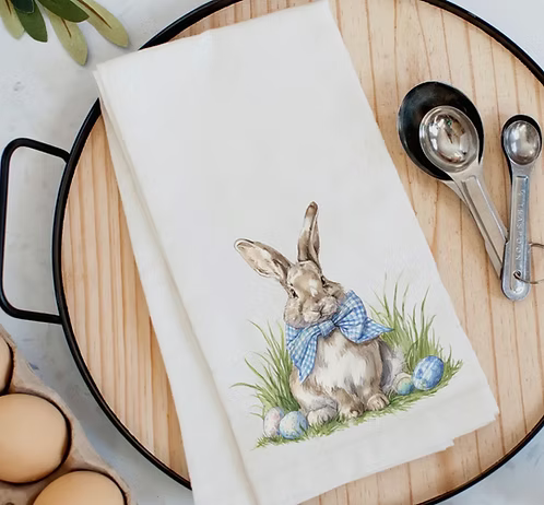 Blue Bow Bunny Kitchen Towel