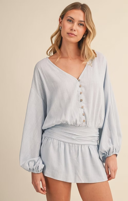 Blue Linen Romper