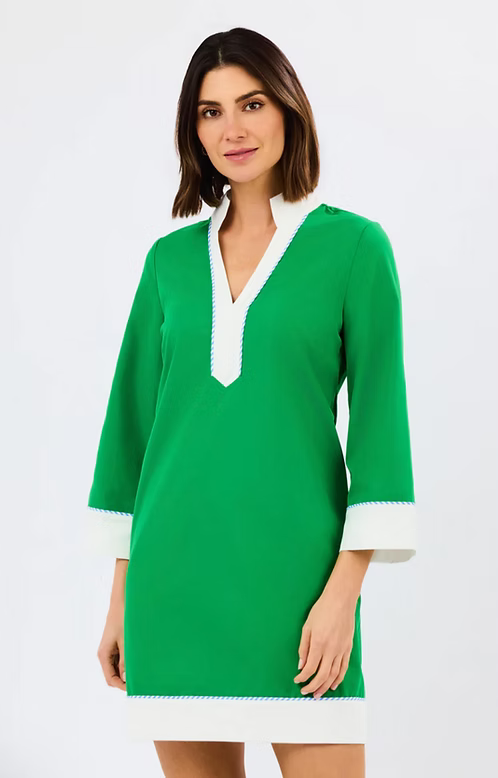 Brenda Green & White Dress - Mary Square