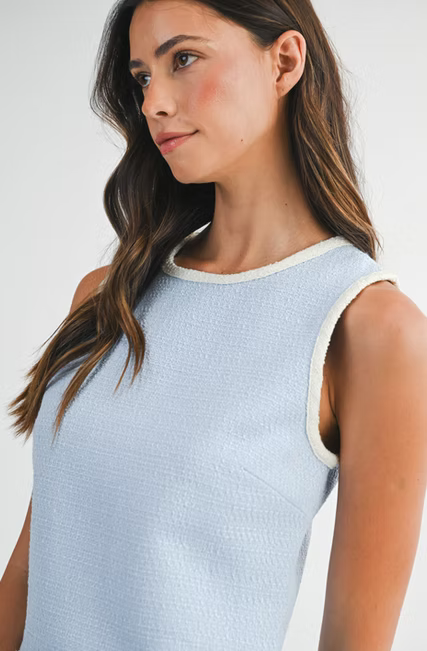Boucle Sleeveless Contrast Trim Dress