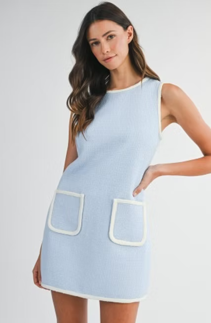 Boucle Sleeveless Contrast Trim Dress