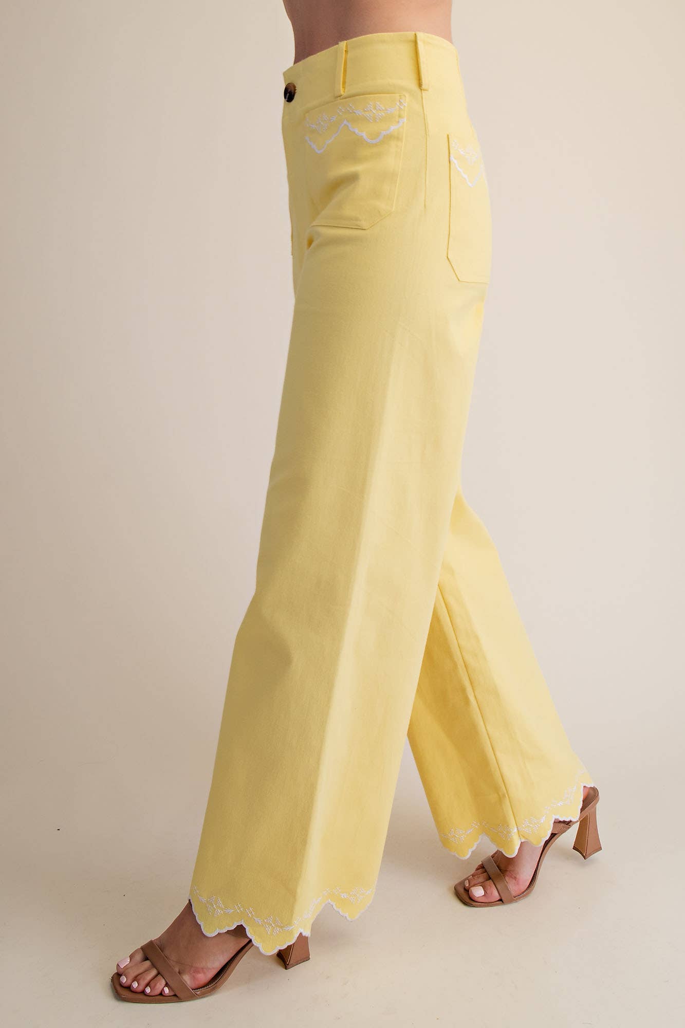 Embroidered Hem Pants