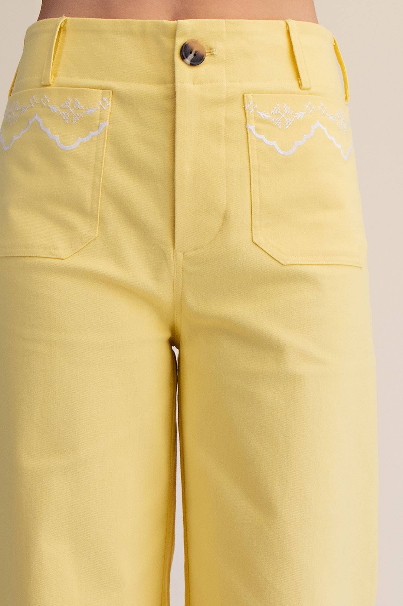 Embroidered Hem Pants