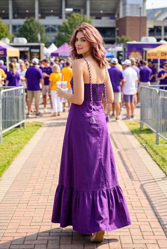 Purple Braided Strap Maxi Dress